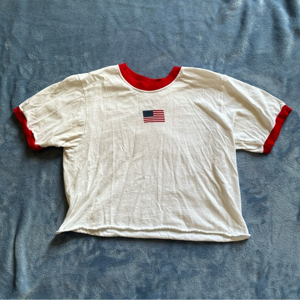Urban Outfitters Flag USA Cropped Tee